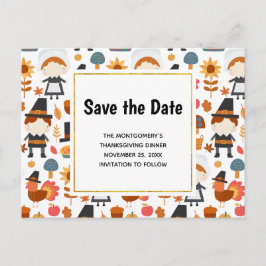Postal De Invitación Patrón de peregrinos de acción de gracias Guardar 