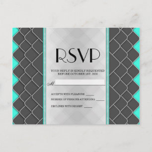 Postal De Invitación Patrón elegante moderno negro, blanco y neón Verde