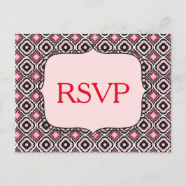 Postal De Invitación Patrón rosa y negro de Red RSVP