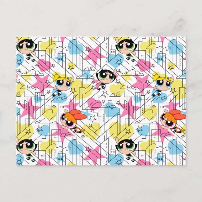 Postal De Invitación Patrón Townsville de Chicas Powerpuff (Anverso)