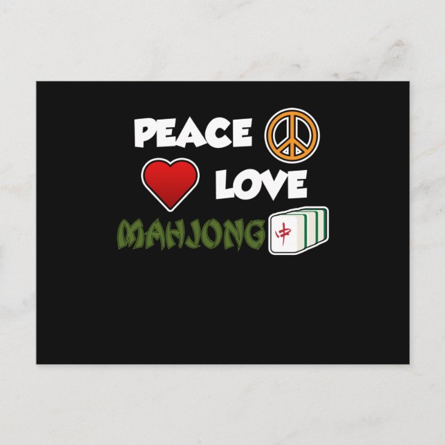 Postal De Invitación Peace Love Mahjong Game Mahjong Player Games (Anverso)