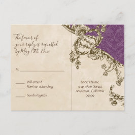 Postal De Invitación Peacock Vintage y Etchings, RSVP Postcard