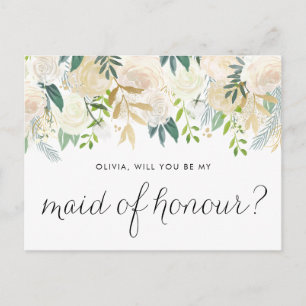 Postal De Invitación Peonías acuarelas serán mi empleada de honor