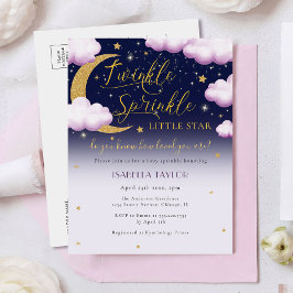 Postal De Invitación Pequeña estrella pequeña Chica rosada