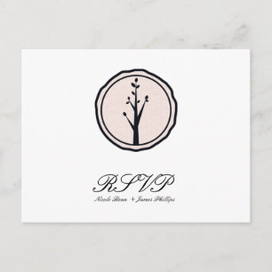 Postal De Invitación Pequeña respuesta de RSVP de boda rústica de árbol