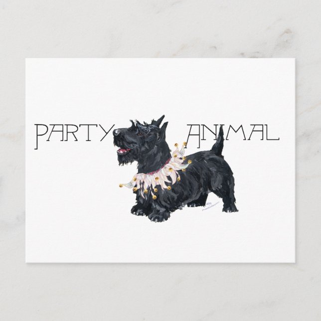Postal De Invitación Pequeño animal de fiesta Scottie (Anverso)
