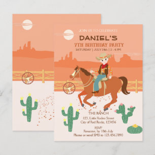 Postal De Invitación Pequeño vaquero de Guay y fiesta de cumpleaños de 