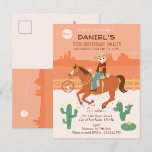 Postal De Invitación Pequeño vaquero de Guay y fiesta de cumpleaños de 