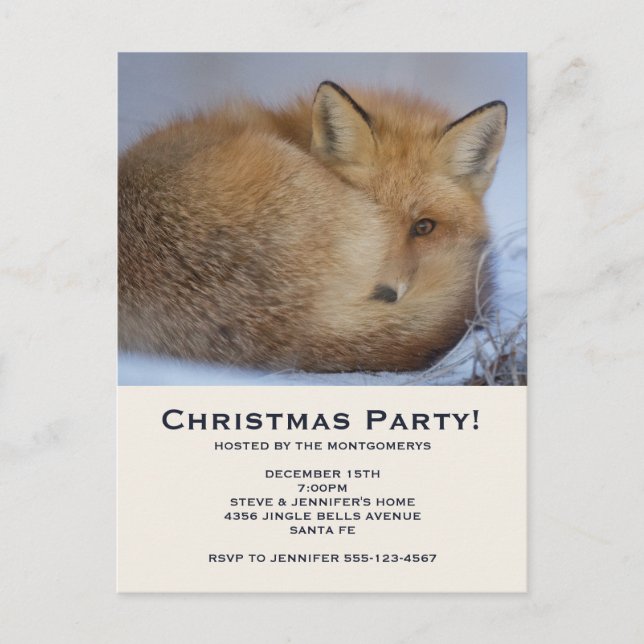 Postal De Invitación Pequeño zorro aburrido frenó a Navidades de fotos  (Anverso)