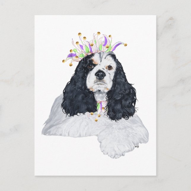 Postal De Invitación Perro de fiesta American Cocker Spaniel (Anverso)