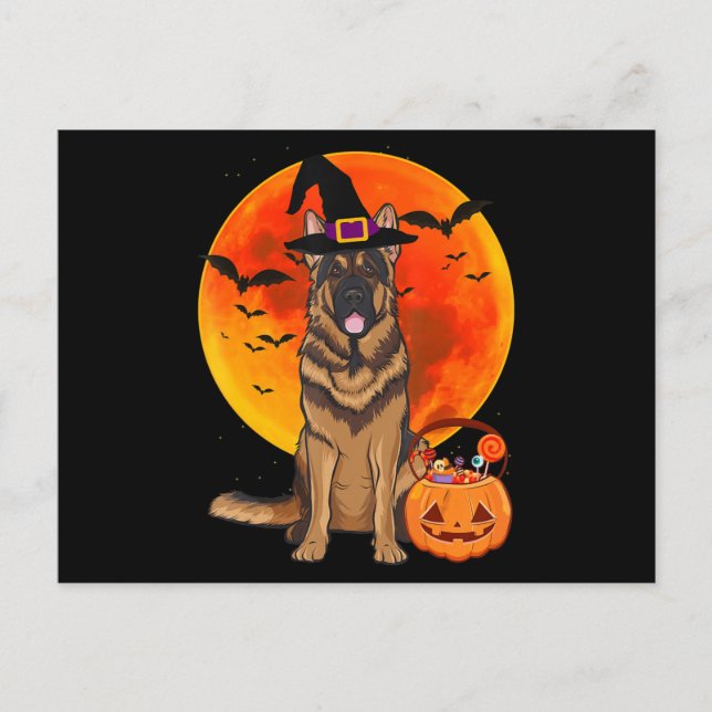 Postal De Invitación Perro Halloween pastor alemán Jack Lantern Pumpk (Anverso)