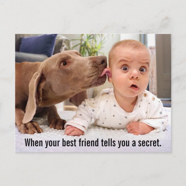 Postal De Invitación Perro que pega la oreja del bebé (Anverso)