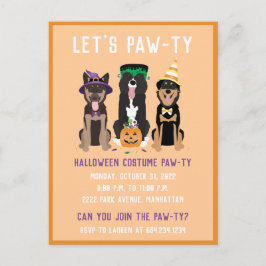 Postal De Invitación Perros traviesos de disfraces de Halloween