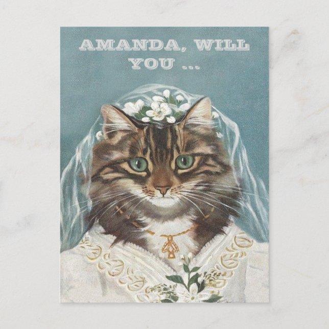 Postal De Invitación personalizada, ¿será mi dama de honor? (Anverso)