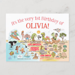 Postal De Invitación Personalizado 1 cumpleaños SoCal