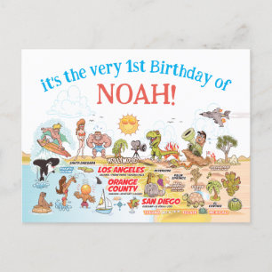 Postal De Invitación Personalizado 1 cumpleaños SoCal