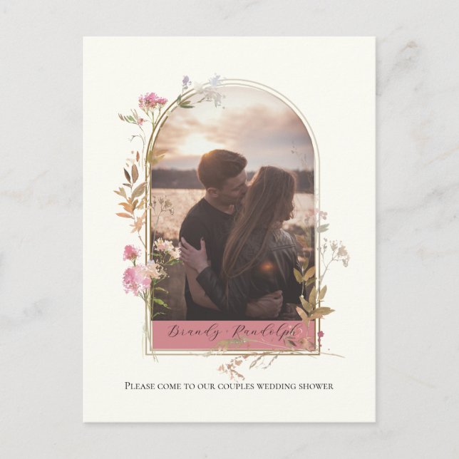 Postal De Invitación Personalizado Bridal Shower Wildflower Arch (Anverso)