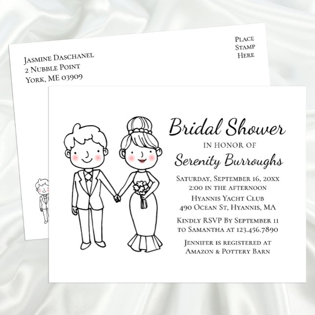 Postal De Invitación Personalizado Bride Groom Whimsical Bridal Shower (Subido por el creador)