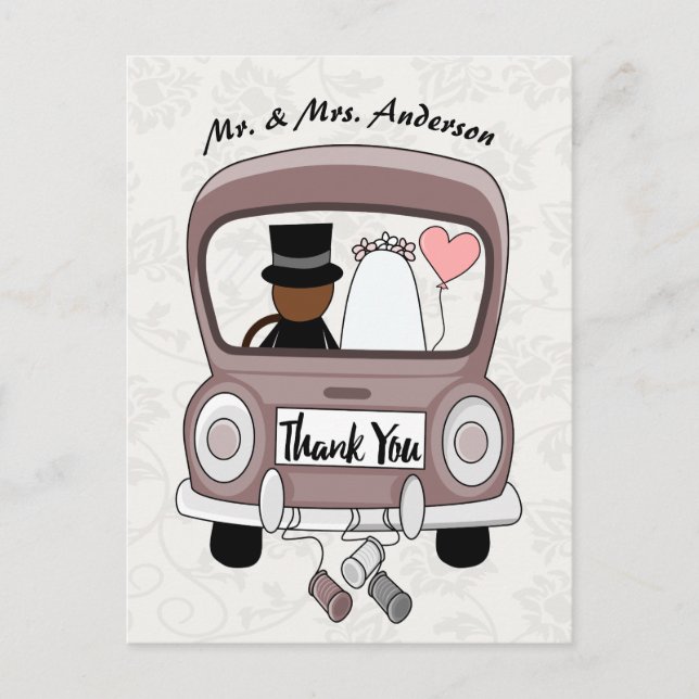 Postal De Invitación Personalizado curado y gracioso recién casado auto (Anverso)