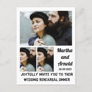 Postal De Invitación personalizado de cena de ensayo boda 3 Collage de