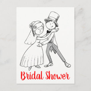 Postal De Invitación Personalizado de novias Cute Black Bride Groom