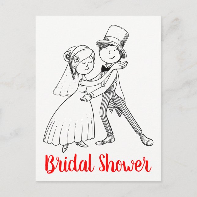 Postal De Invitación Personalizado de novias Cute Black Bride Groom (Anverso)