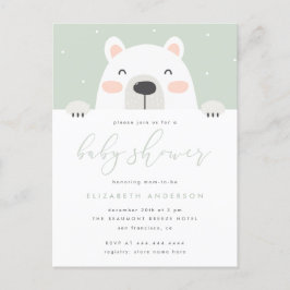 Postal De Invitación Personalizado de Oso Polar caprichoso Baby Shower