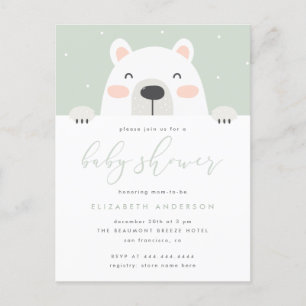 Postal De Invitación Personalizado de Oso Polar caprichoso Baby Shower