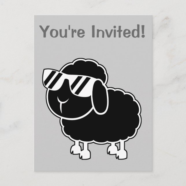 Postal De Invitación Personalizado de ovejas negras (Anverso)