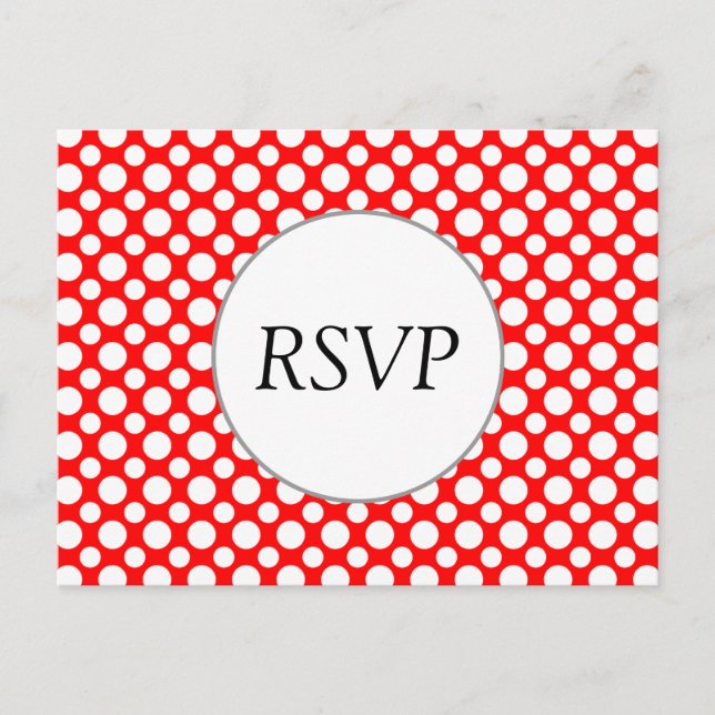 Postal De Invitación Personalizado de RSVP puntos de Polka Blanco en ta (Anverso)