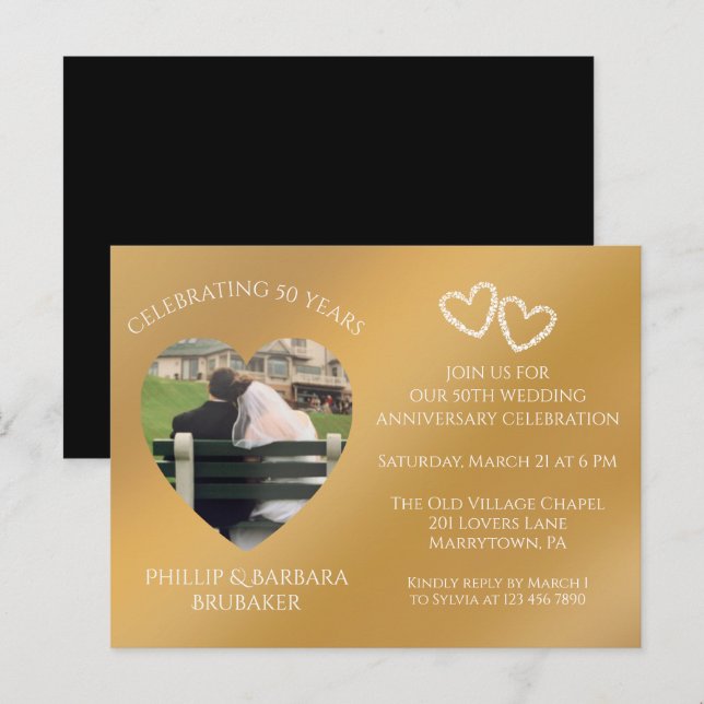 Postal De Invitación personalizado del 50° Aniversario del Boda Foto Or (Anverso / Reverso)