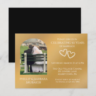 Postal De Invitación personalizado del 50° Aniversario del Boda Foto Or