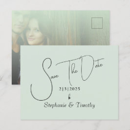 Postal De Invitación Personalizado Faded Photo Mint minimalista
