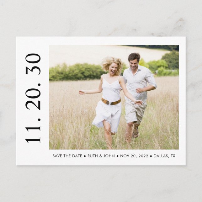 Postal De Invitación Personalizado Fechas Negrita Foto Guardar la posta (Anverso)