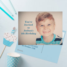 Personalizado Foto Niños Fiesta de cumpleaños Azul