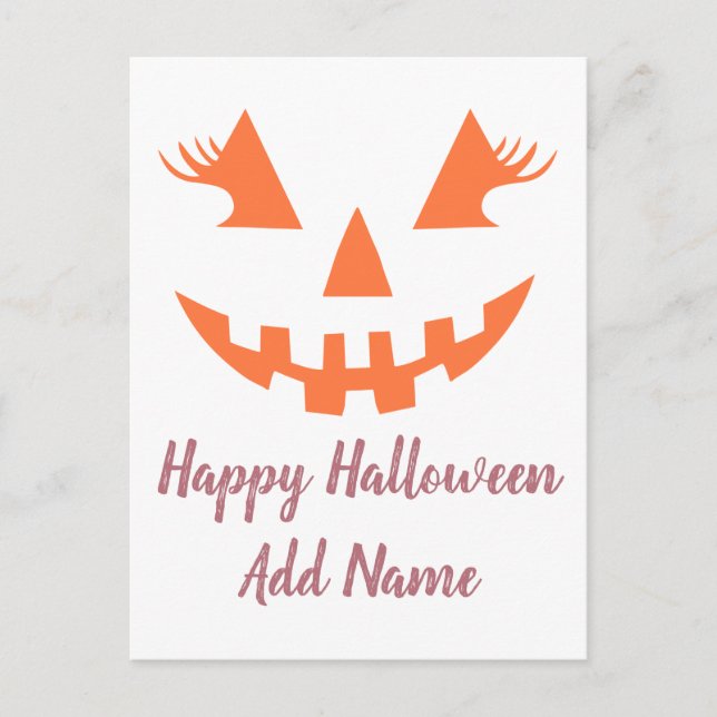 Postal De Invitación Personalizado Girly Jack O Lantern Pumpkin Hallowe (Anverso)