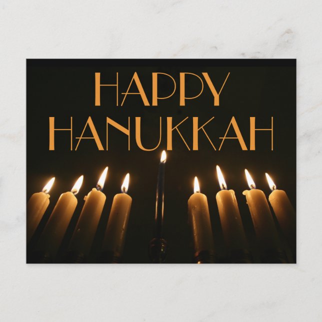 Postal De Invitación Personalizado Happy Hanukkah Menorah Candle (Anverso)