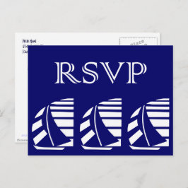 Postal De Invitación Personalizado RSVP Blue White Sailboat Fiesta post