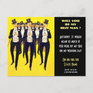 Postal De Invitación Personalizado sea mi mejor hombre, novio