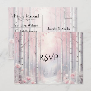 Postal De Invitación Pétalos Helados en una Boda de Bosque Invernal RSV