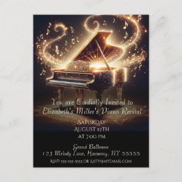 Postal De Invitación Piano Recital Baby Grand