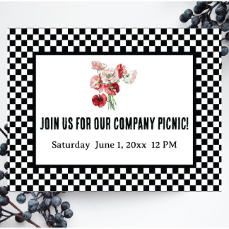 Postal De Invitación Picnic de la empresa de tablero de cheques retro e