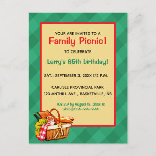 Postal De Invitación Pícnic Familiar Editable Cumpleaños Fiesta