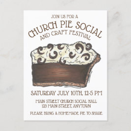 Postal De Invitación Pie Social Pi Day Fiesta Dessert Bake Sale Slice