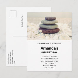 Postal De Invitación Piedras apiladas Meditativo Cumpleaños de Cairn