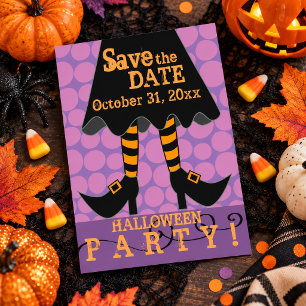 Postal De Invitación Piernas Divertidas de Bruja Fiesta de Halloween Gu