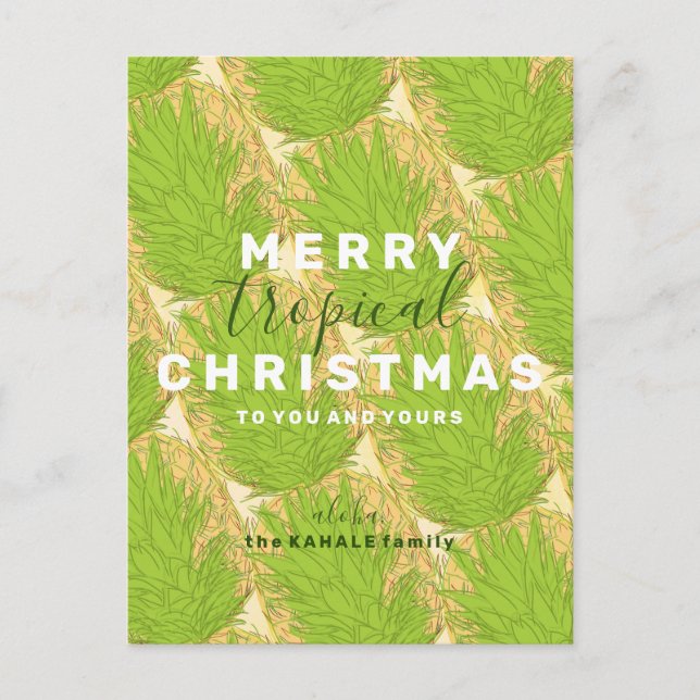 Postal De Invitación Piña hawaiana: Navidades tropicales de moras (Anverso)