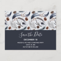 Pine Cones y Pine Needles Pattern Save the Date