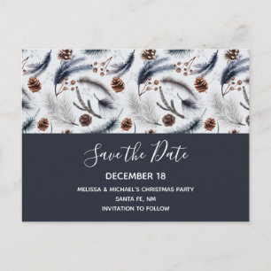 Postal De Invitación Pine Cones y Pine Needles Pattern Save the Date