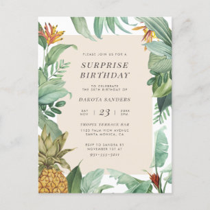 Postal De Invitación Pineapple Tropics   Fiesta de cumpleaños de sorpre